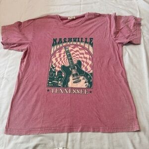 Nashville Tennessee Large Oversized Pink T-Shirt ~ Country Concert Festival NWOT